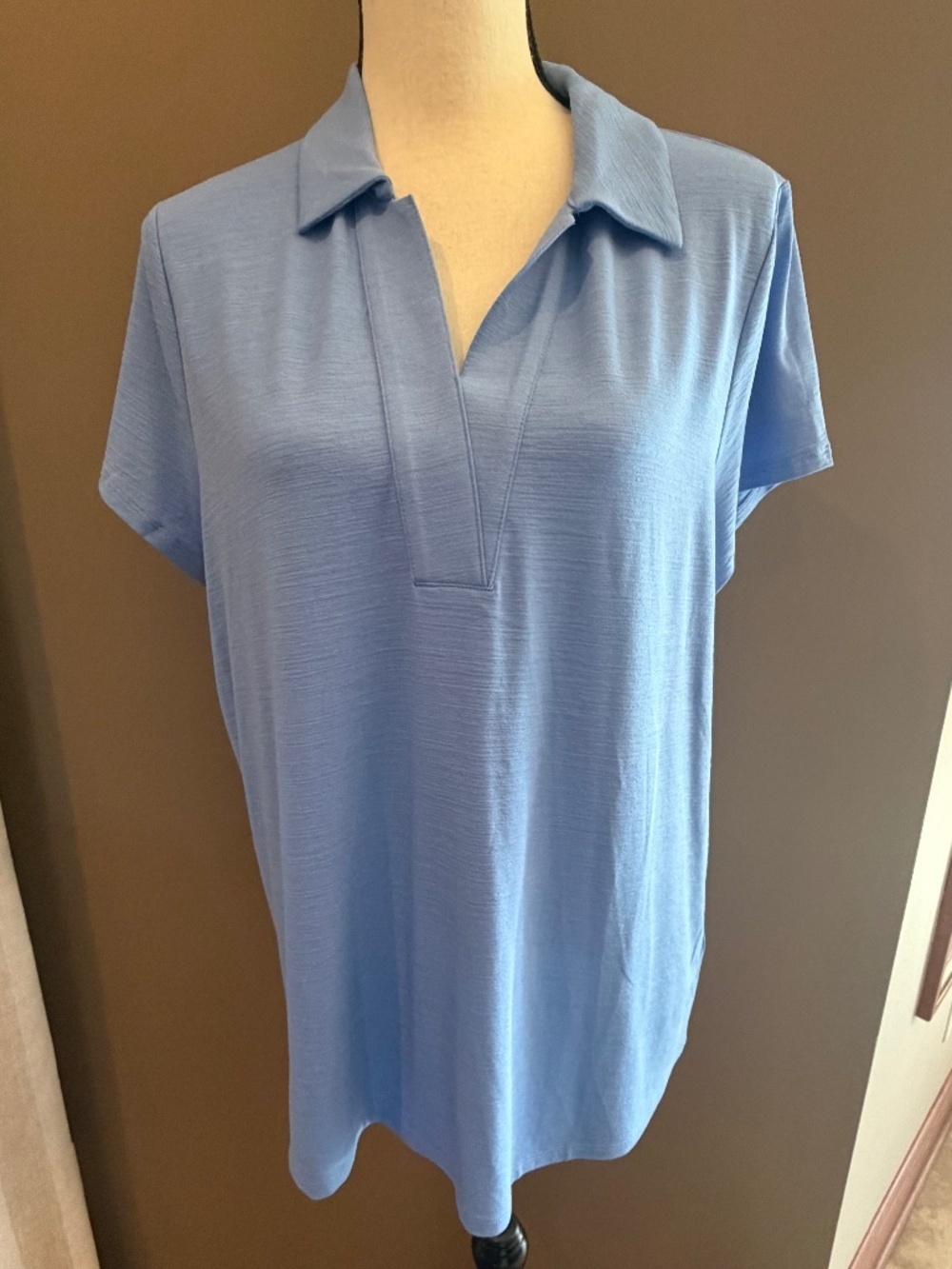 J. Jill Blue Purple Short Sleeve Top Wearever Collection, Lightweight Size Large
